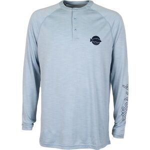 SOLD! Light Blue Grey Wetland Performance Long Sleeve Fishing Sun Shirt Men’s L